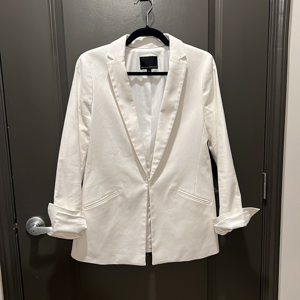 Banana Republic White Cotton Dress Jacket Blazer Fully Lined